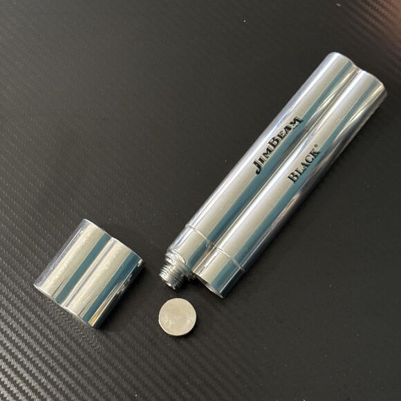 Jim Beam Black Stainless Steel Whiskey Flask & Cigar Case - Picture 4 of 4